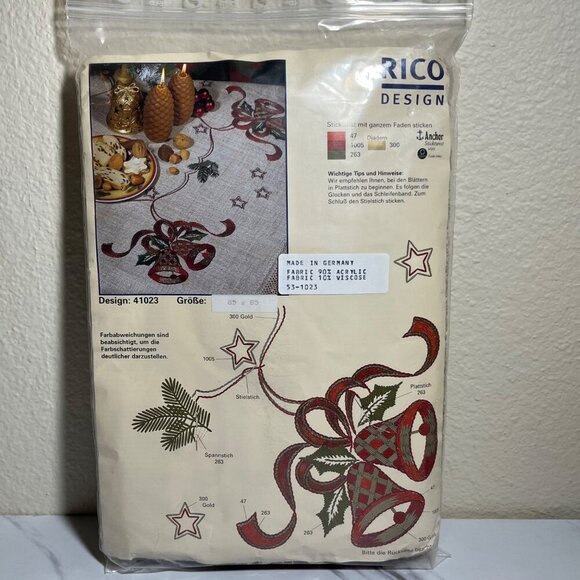 Vintage Rico Design Christmas Holiday Tablecloth Embroidery Kit - Picture 1 of 5